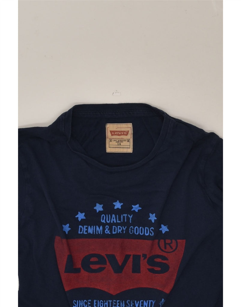 LEVI'S Boys Graphic Top Long Sleeve 13-14 Years Navy Blue Cotton | Vintage Levi's | Thrift | Second-Hand Levi's | Used Clothing | Messina Hembry 