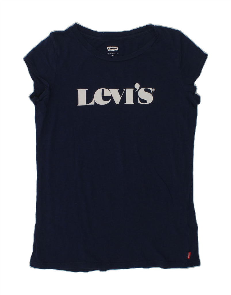 LEVI'S Girls Graphic T-Shirt Top 11-12 Years Navy Blue Cotton | Vintage Levi's | Thrift | Second-Hand Levi's | Used Clothing | Messina Hembry 
