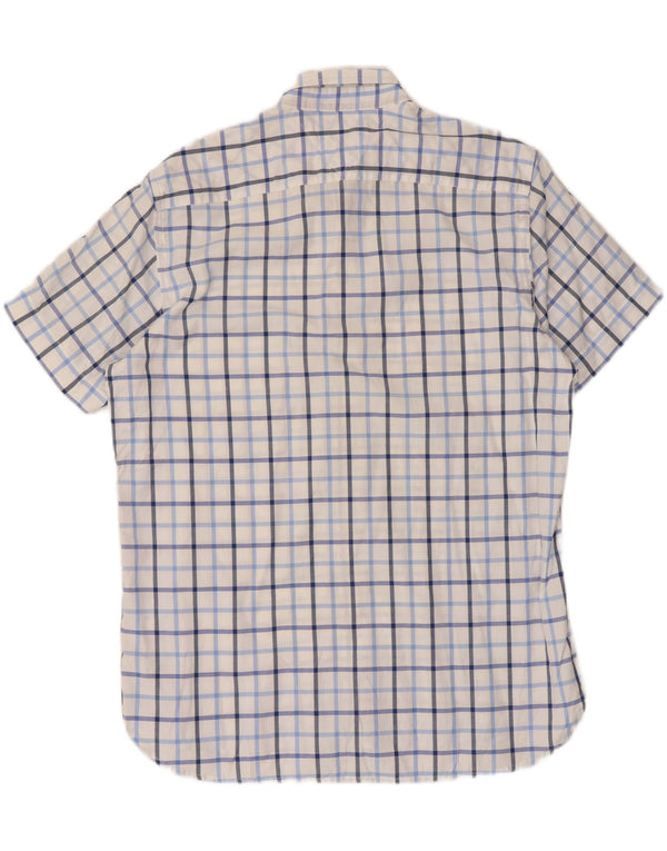 Tommy Hilfiger Mens Short Sleeve Shirt Large White Check Cotton