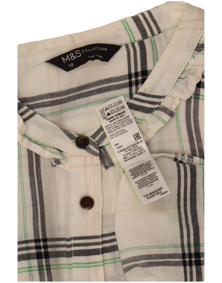 MARKS & SPENCER Womens Shirt Blouse UK 18 XL  White Check Cotton