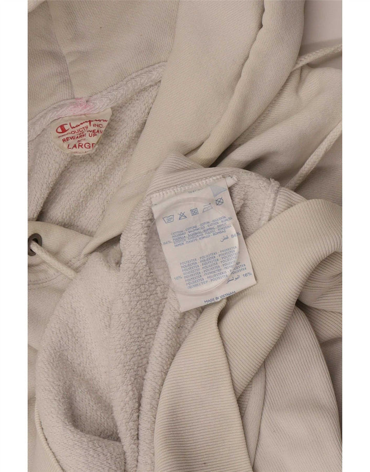 Champion Mens Reverse Weave Hoodie Jumper Large White Cotton