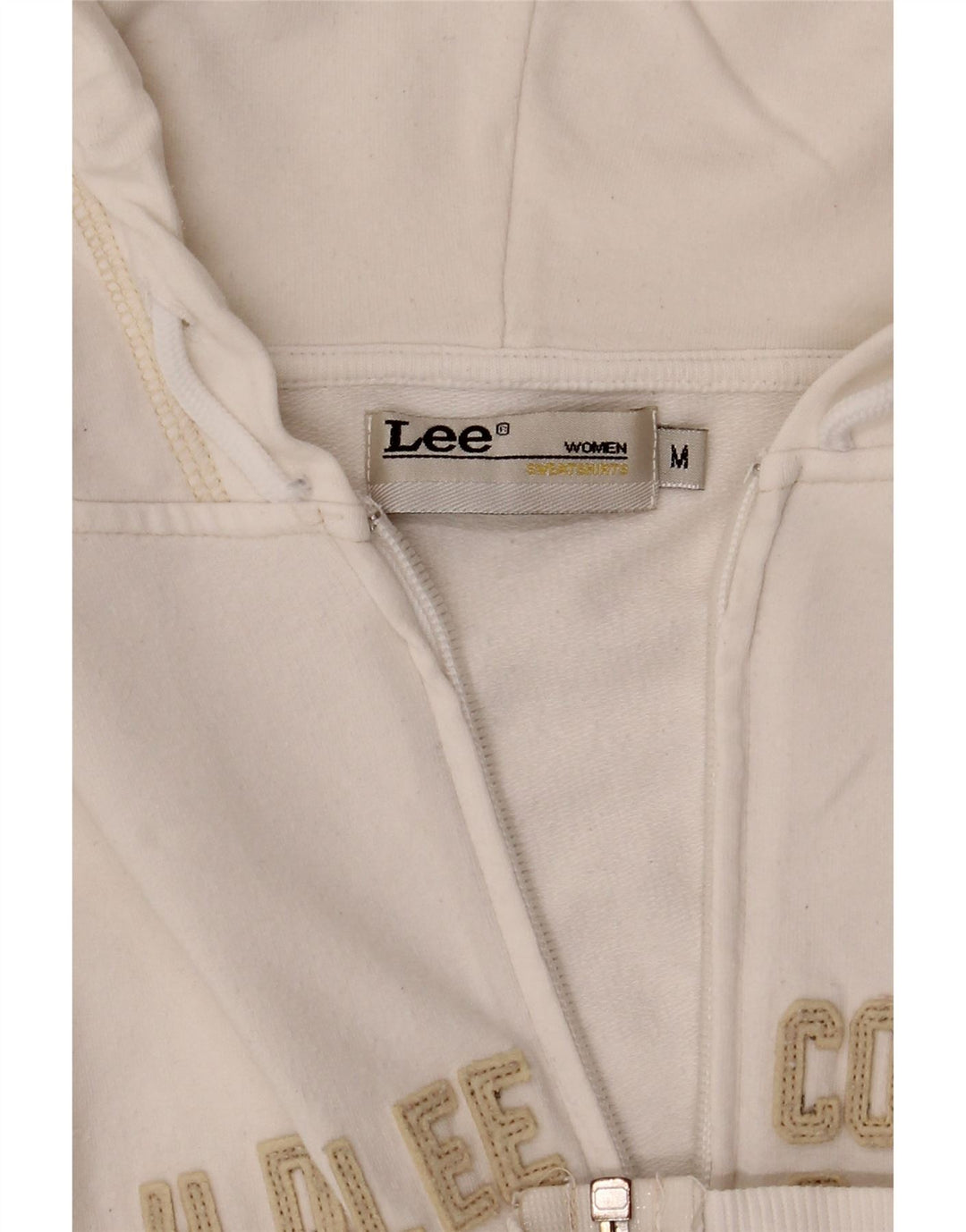 Lee Womens Graphic Zip Hoodie Sweater UK 10 Small White
