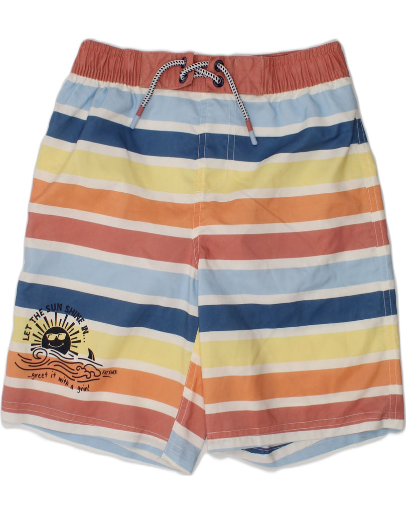 FAT FACE Boys Swimming Shorts 8-9 Years Multicoloured Striped Polyester | Vintage Fat Face | Thrift | Second-Hand Fat Face | Used Clothing | Messina Hembry 