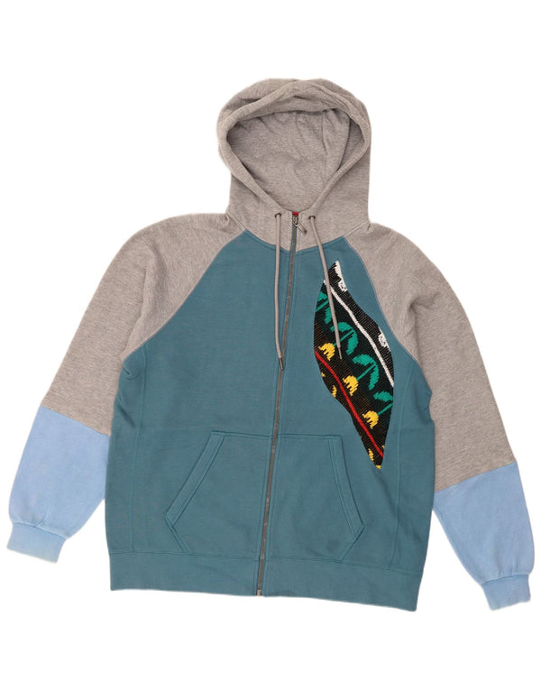 Russell Athletic Mens Zip Hoodie Sweater Large Blue Colourblock Cotton