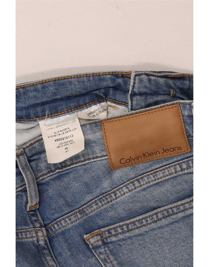 Calvin Klein Mens Distressed Slim Denim Shorts Medium W31 Blue