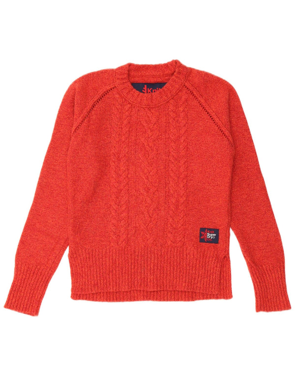 Superdry Womens Crew Neck Jumper Sweater UK 10 Small Red Wool