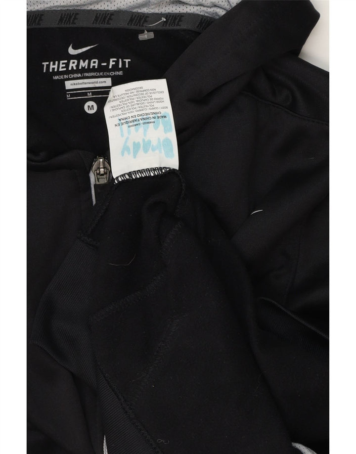 NIKE Boys Therma-Fit Zip Hoodie Sweater 10-11 Years Medium Black Polyester