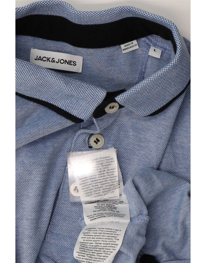 Jack & Jones Mens Polo Shirt Large Blue Cotton