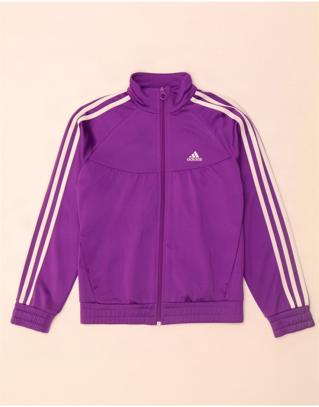 Adidas Girls Tracksuit Top Jacket 11-12 Years Purple Polyester