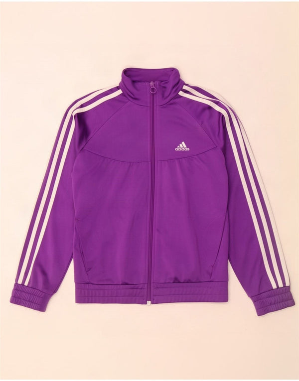 Adidas Girls Tracksuit Top Jacket 11-12 Years Purple Polyester