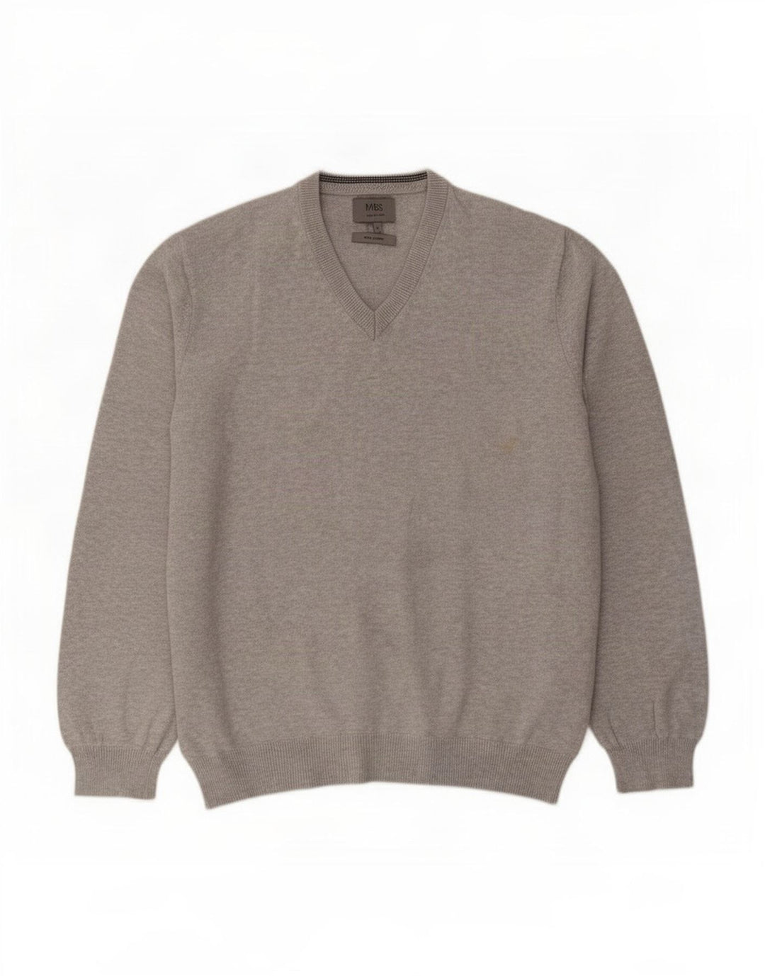 Marks & Spencer Mens V-Neck Jumper Sweater Large Grey Flecked Cotton