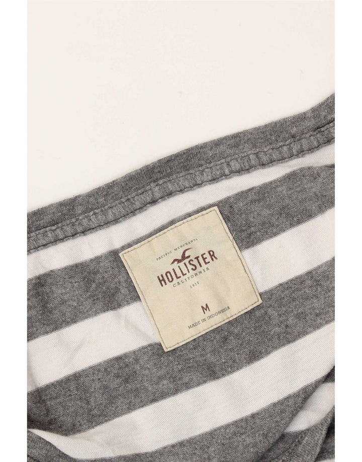Hollister Womens Top Long Sleeve UK 12 Medium Grey Striped