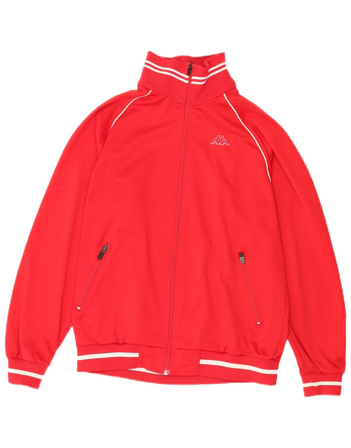Kappa Mens Tracksuit Top Jacket Small Red Polyester