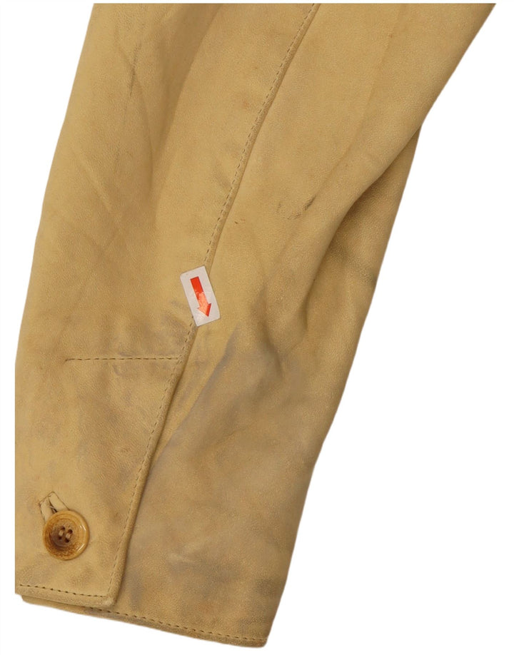 Vintage Womens 3 Button Leather Blazer Jacket UK 10 Small Yellow