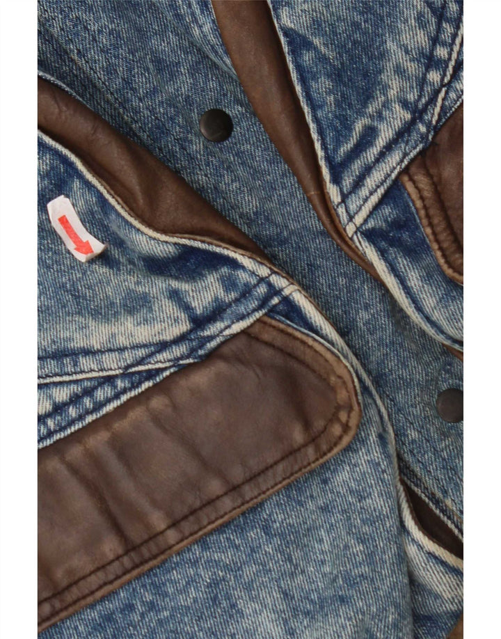 Vintage Mens Reversible Denim Jacket IT 50 Large Blue Leather