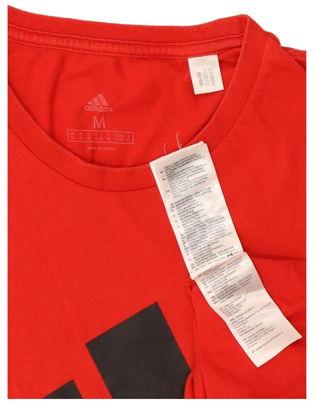 Adidas Mens Graphic T-Shirt Top Medium Red Cotton