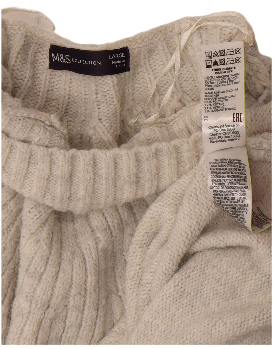 Marks & Spencer Womens Turtle Neck Jumper Sweater UK 16 Large Off White