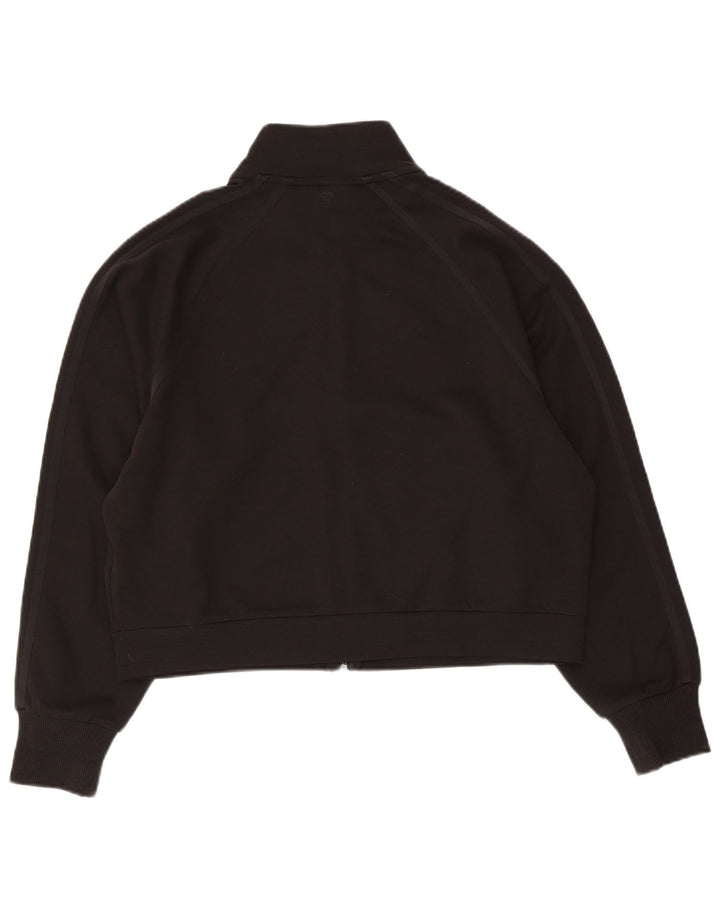PUMA Womens Crop Tracksuit Top Jacket UK 14 Medium Black Cotton