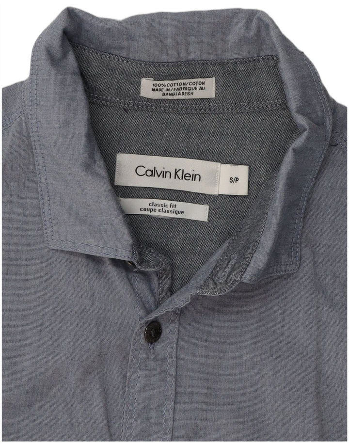 Calvin Klein Mens Classic Fit Shirt Small Blue Colourblock Cotton