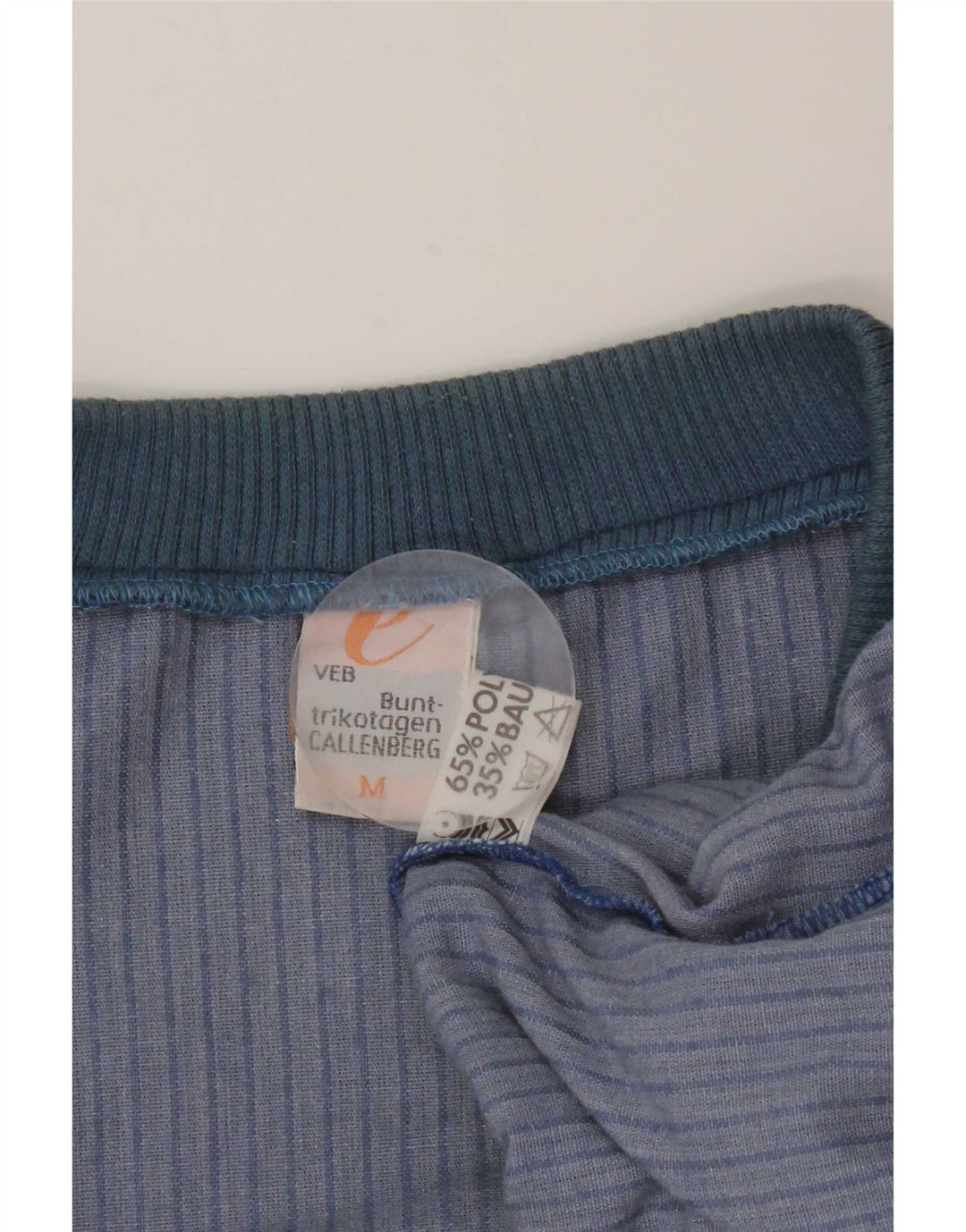 Vintage Mens Velour Sweatshirt Jumper Medium Blue Pinstripe Polyester