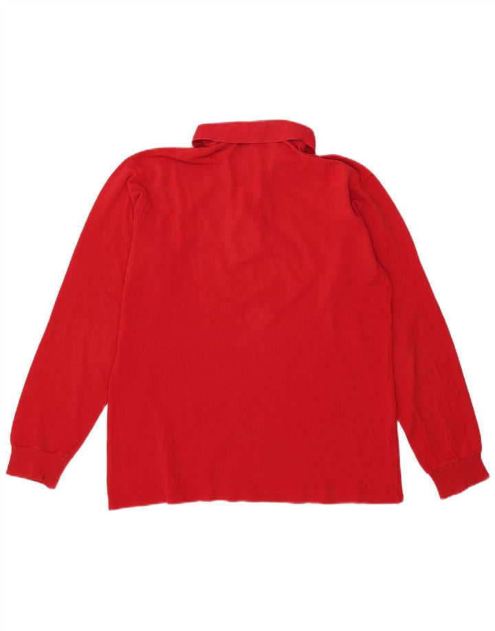 Lacoste Mens Long Sleeve Polo Shirt Size 4 Medium Red Cotton