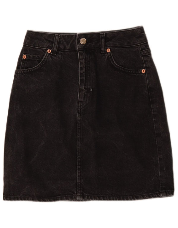 Topshop Womens Denim Skirt UK 6 XS W24  Black