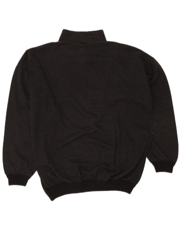 Vintage Mens 1/4 Zip Sweatshirt Jumper Large Grey Flecked Retro