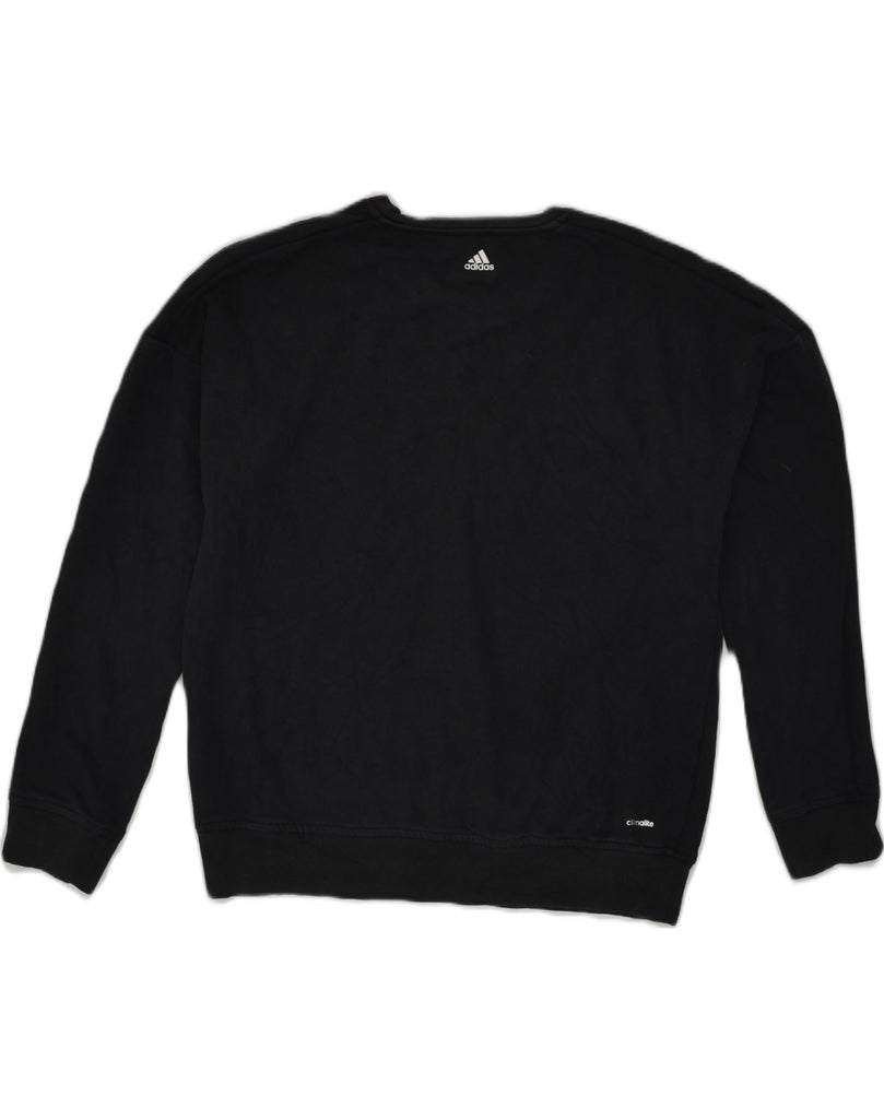 ADIDAS Womens Graphic Sweatshirt Jumper UK 8/10 Small Black Cotton, Vintage & Second-Hand Clothing Online