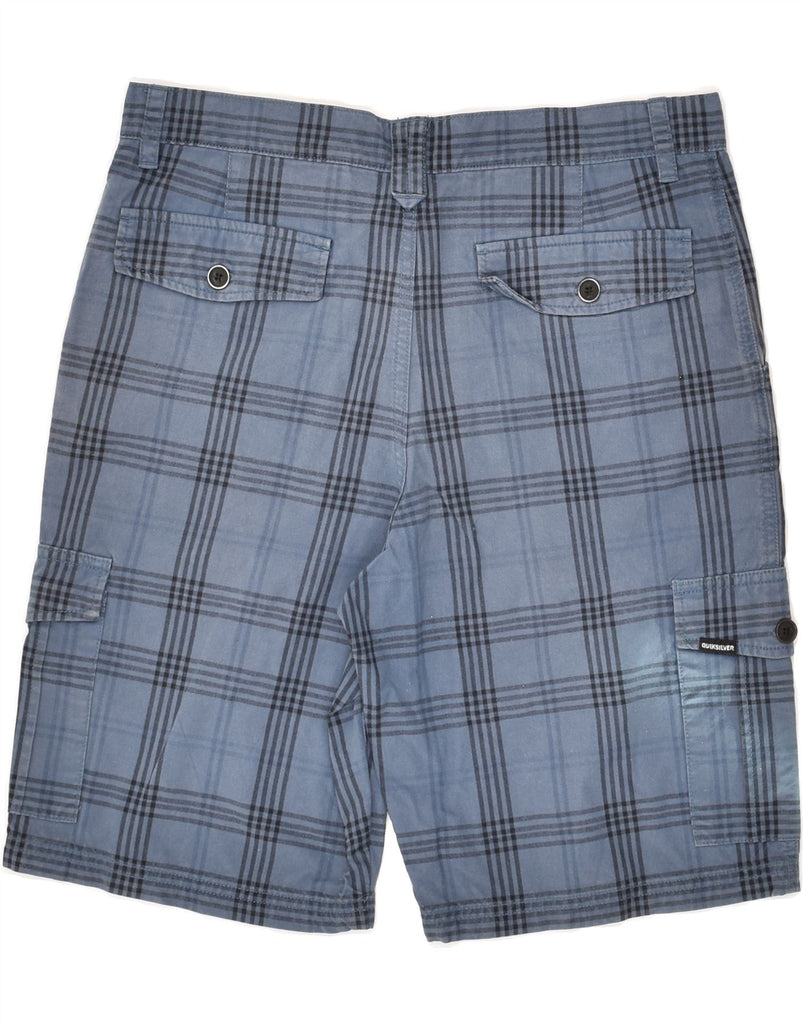 QUIKSILVER Boys Cargo Shorts 15-16 Years W30 Blue Check Cotton | Vintage Quiksilver | Thrift | Second-Hand Quiksilver | Used Clothing | Messina Hembry 