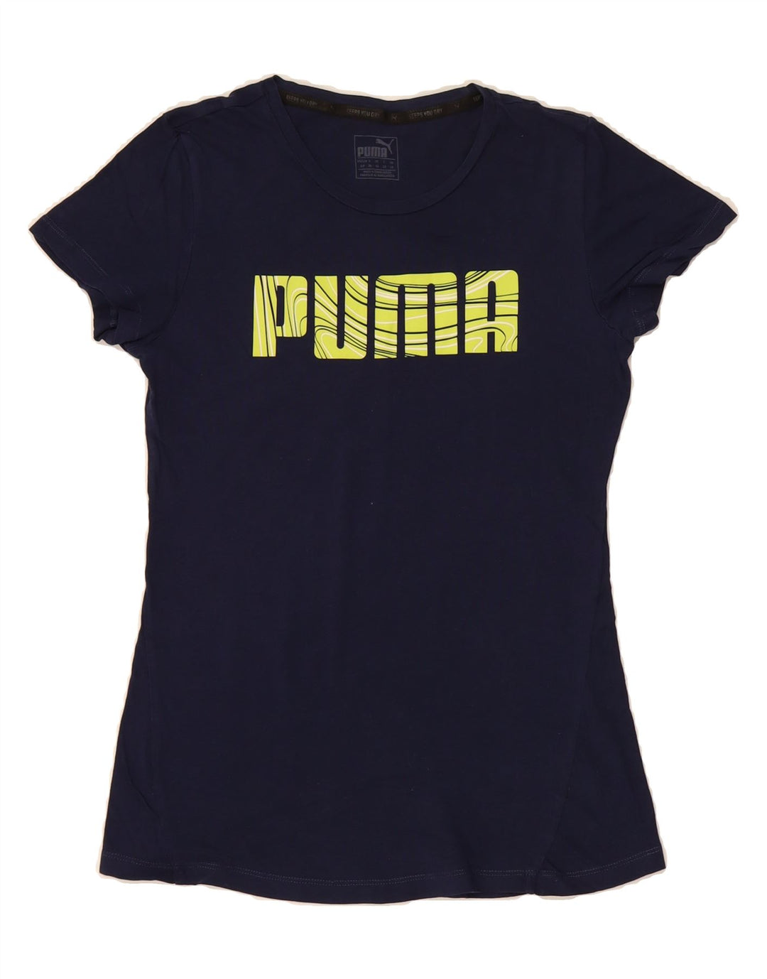 PUMA Womens Graphic T-Shirt Top UK 10 Small Navy Blue Vintage Puma and Second-Hand Puma from Messina Hembry 