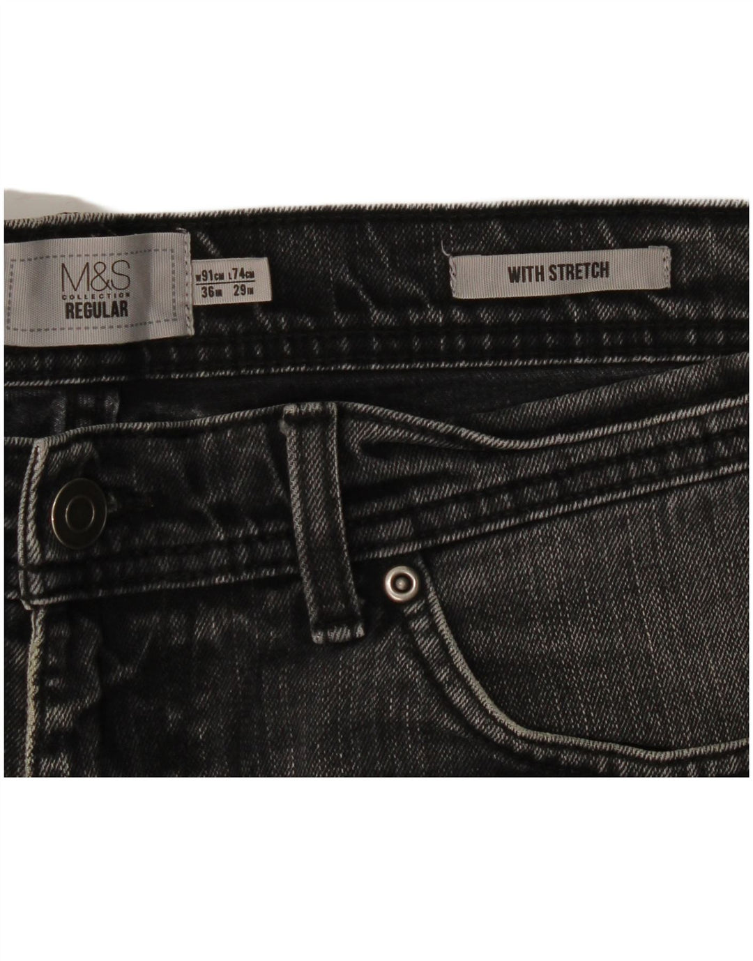 Marks & Spencer Mens Regular Straight Jeans W36 L29 Grey