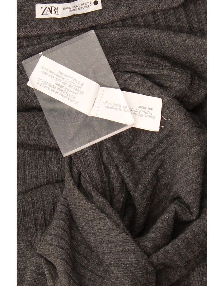 Zara Womens One Shoulder Top UK 14 Large Grey Polyester