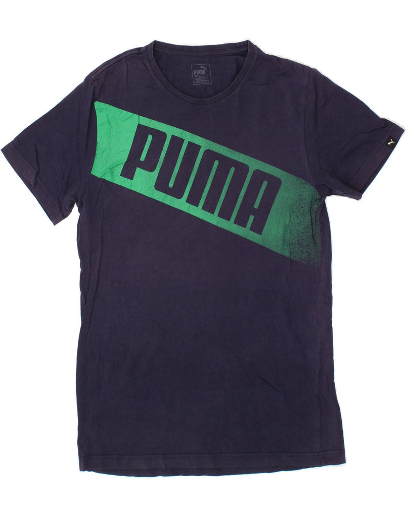 PUMA Mens Graphic T-Shirt Top Large Navy Blue Vintage Puma and Second-Hand Puma from Messina Hembry 