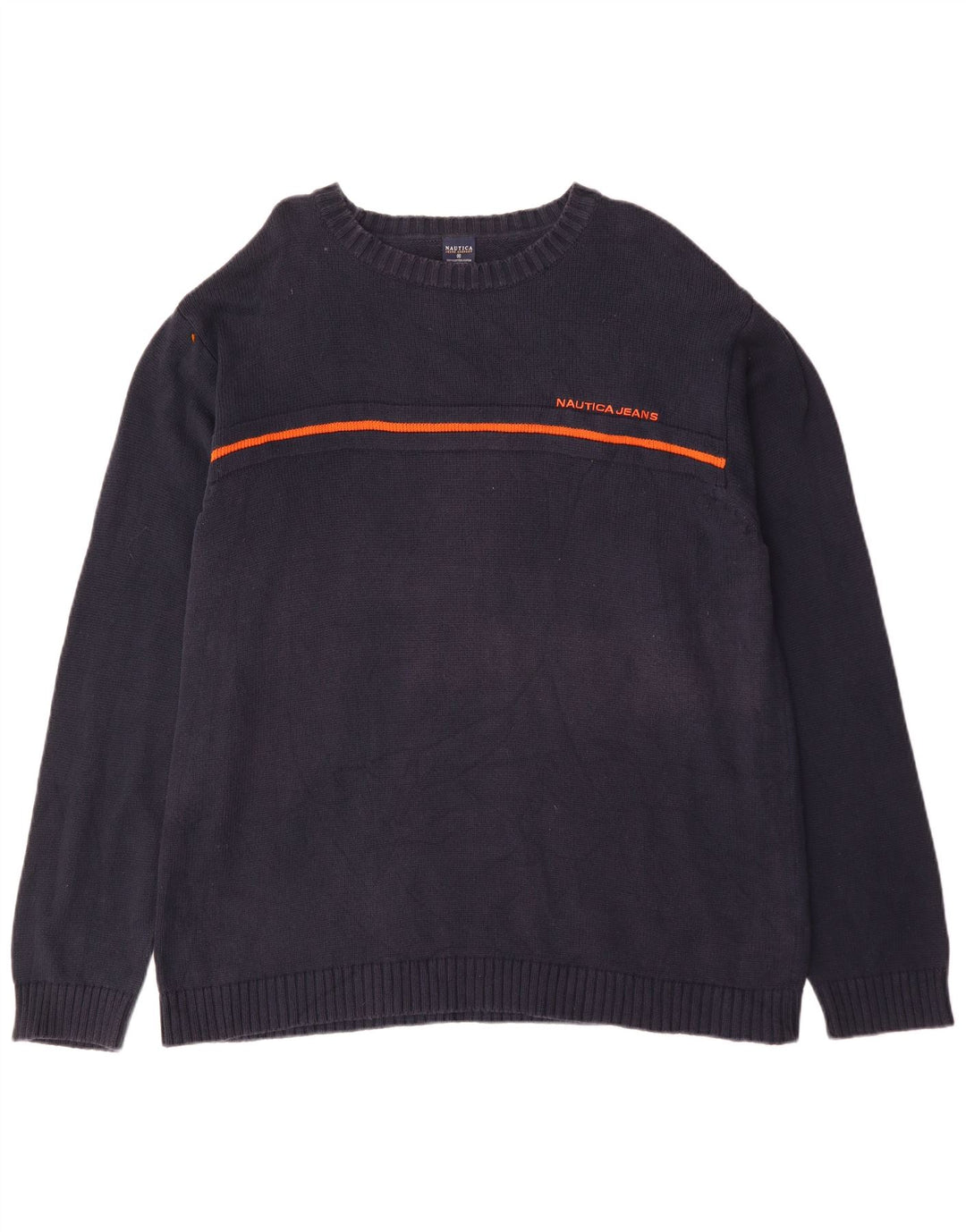 NAUTICA Mens Crew Neck Jumper Sweater 2XL Navy Blue Cotton