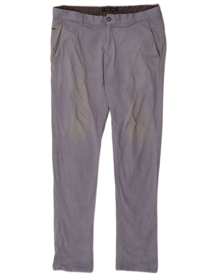 Zara Mens Slim Chino Trousers W32 L30 Blue