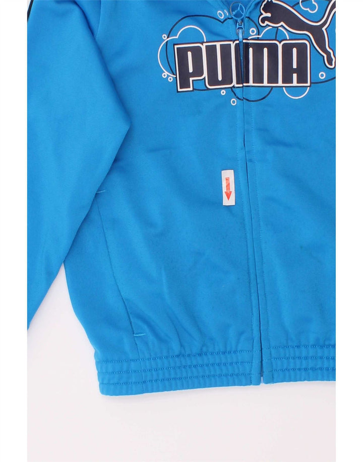 Puma Boys Graphic Tracksuit Top Jacket 2-3 Years Blue Colourblock