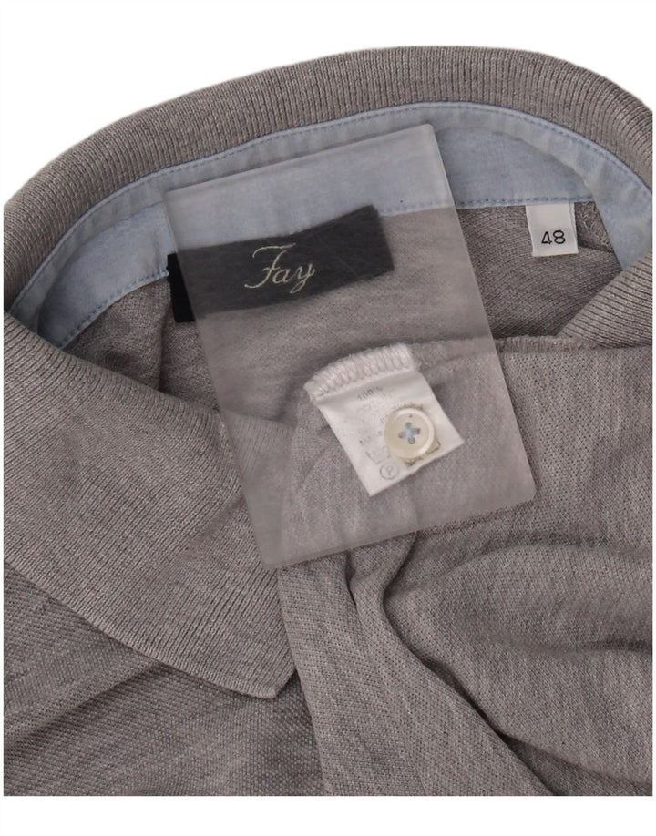 Fay Mens Polo Shirt IT 48 Medium Grey Cotton