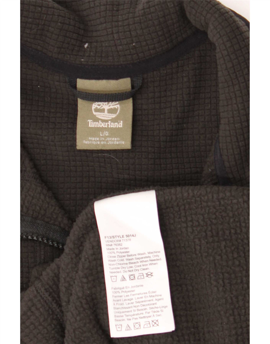 Timberland Mens Zip Neck Fleece Jumper Large Black Polyester
