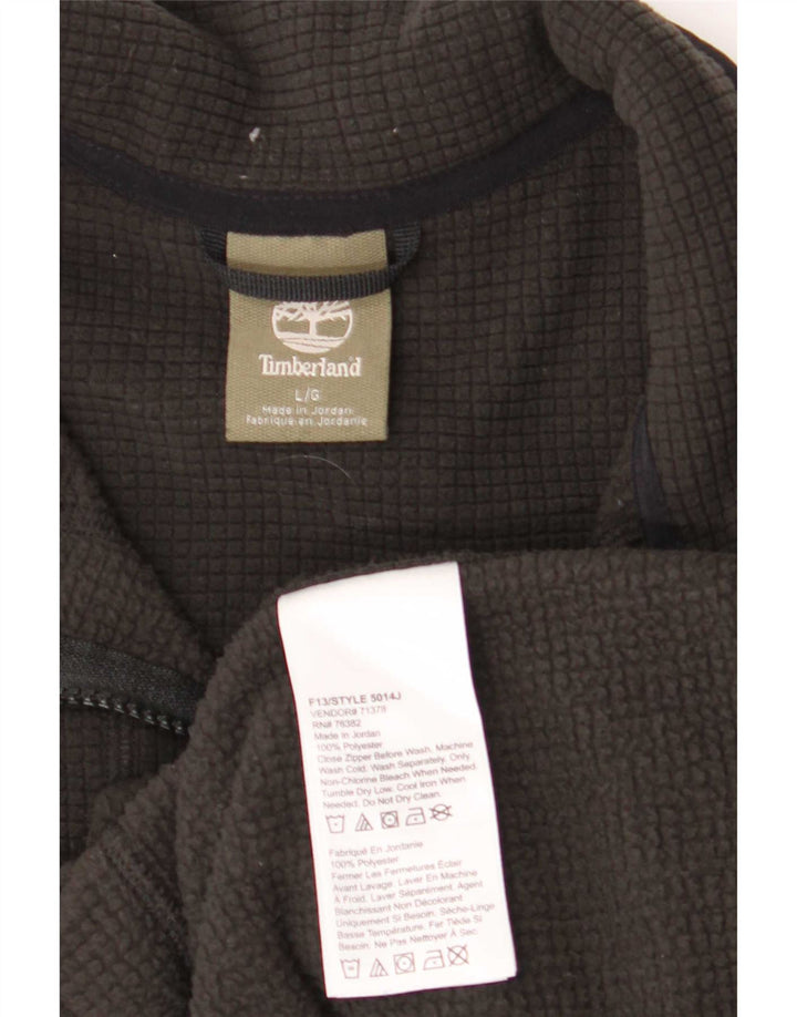 Timberland Mens Zip Neck Fleece Jumper Large Black Polyester