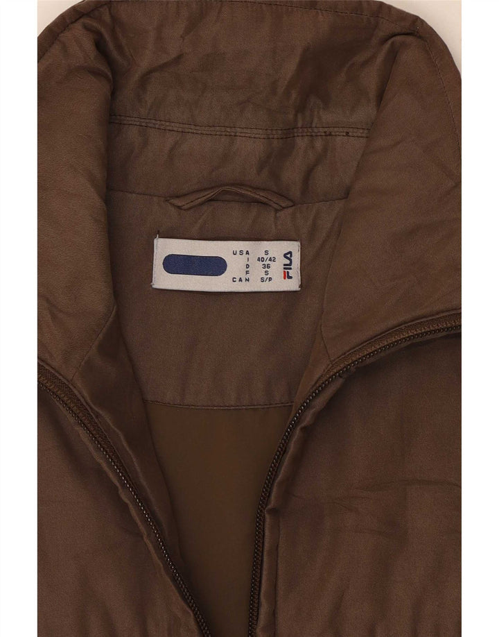 Fila Womens Padded Jacket UK 10 Small Brown Polyester