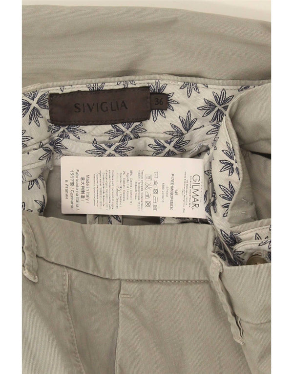 SIVIGLIA Mens Slim Chino Trousers W36 L32 Grey Cotton