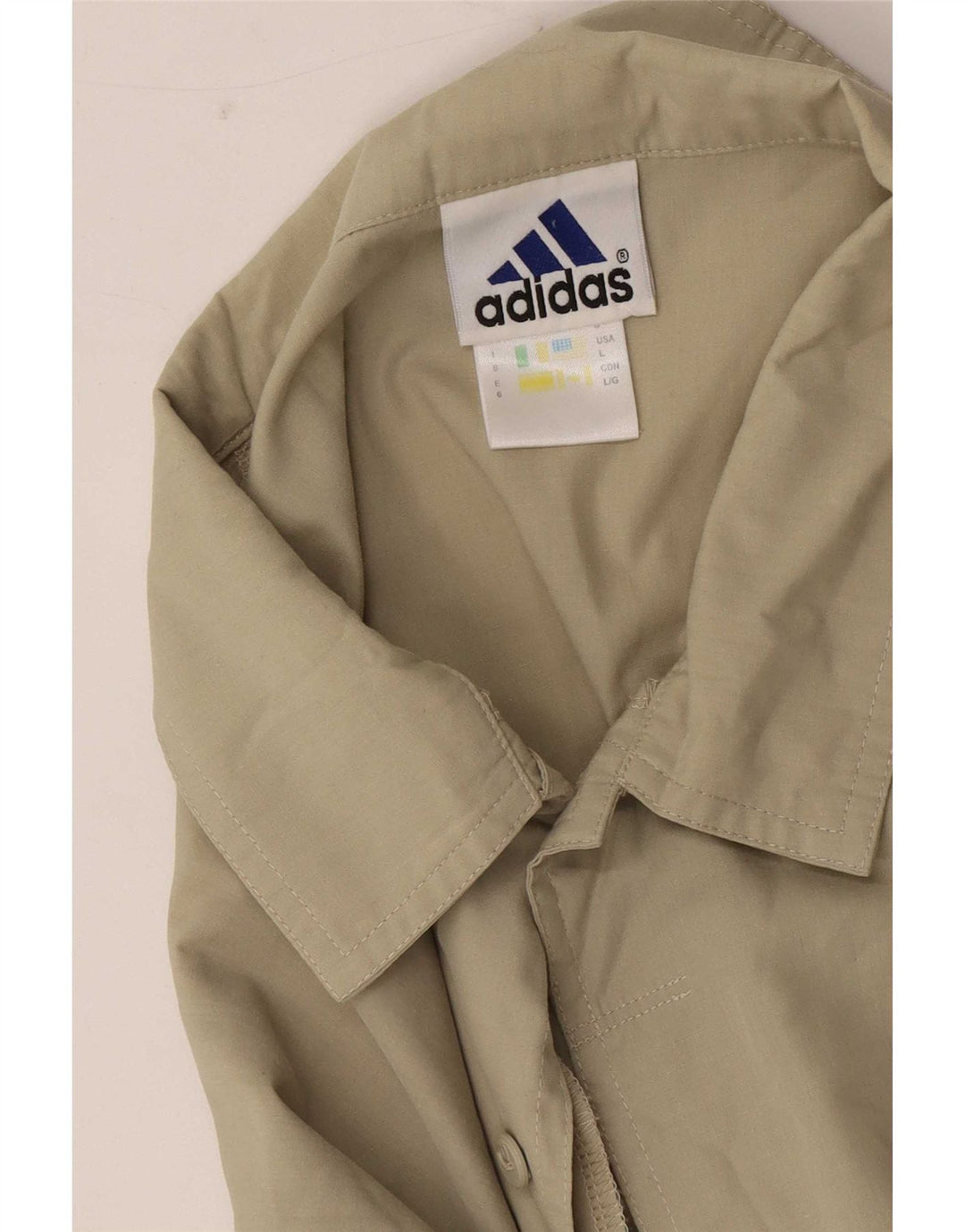 Adidas Mens Short Sleeve Shirt UK 44/46 Large Khaki Polyester
