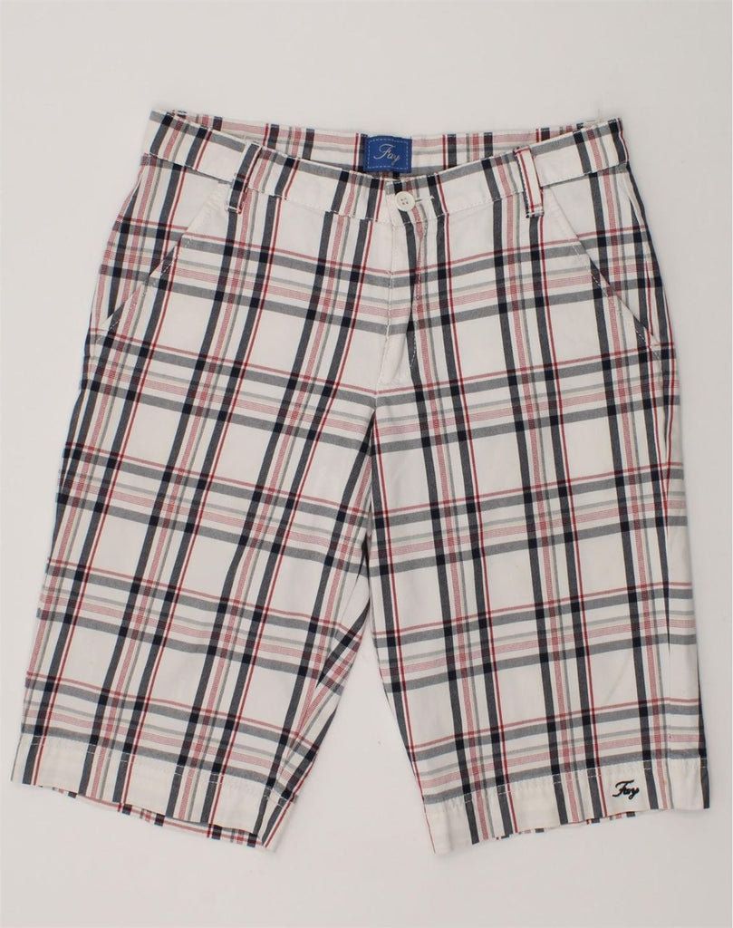 FAY Boys Casual Shorts 11-12 Years W28 White Check Cotton | Vintage Fay | Thrift | Second-Hand Fay | Used Clothing | Messina Hembry 