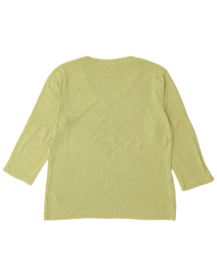 Eddie Bauer Womens Top 3/4 Sleeve UK 12 Medium Green Cotton