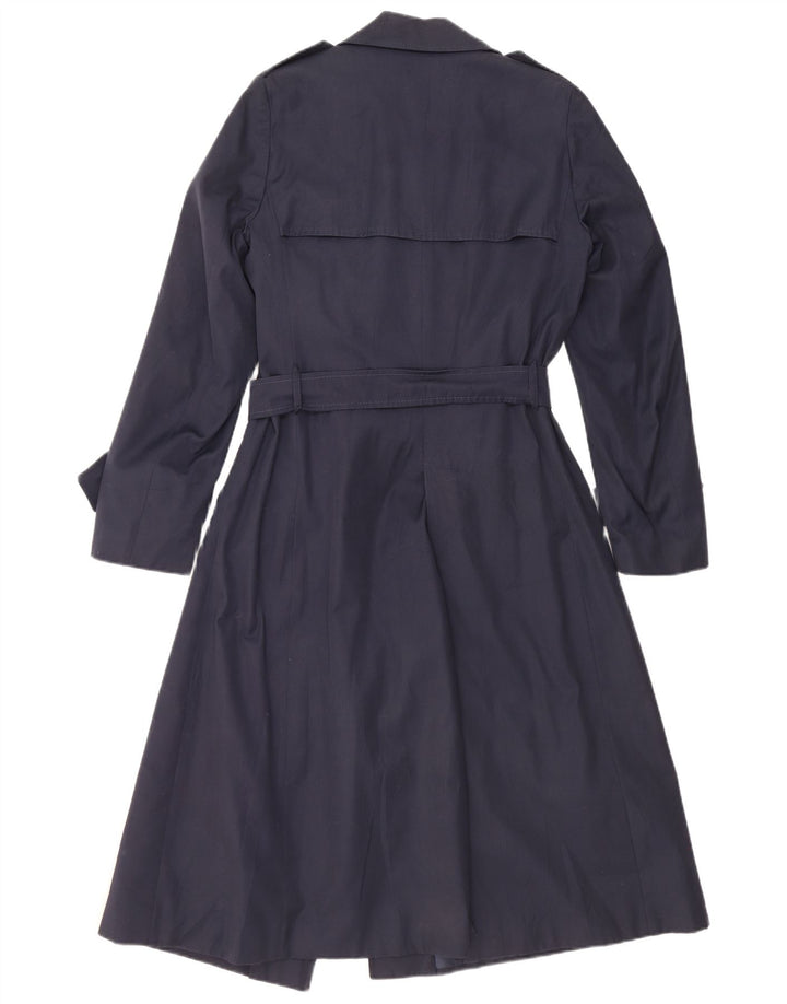 Vintage Womens Trench Coat IT 48 XL Navy Blue Polyamide