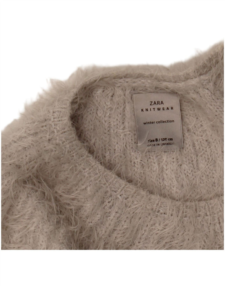 ZARA Girls Boat Neck Jumper Sweater 7-8 Years Grey