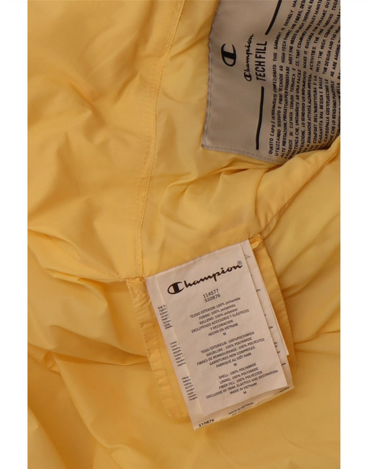 CHAMPION Womens Crop Hooded Padded Jacket UK 14 Medium Yellow Polyamide