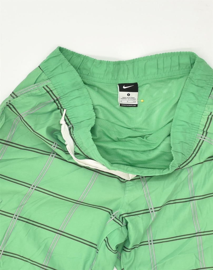 NIKE Mens Swimming Shorts Small Green Geometric Polyester | Vintage Nike | Thrift | Second-Hand Nike | Used Clothing | Messina Hembry 