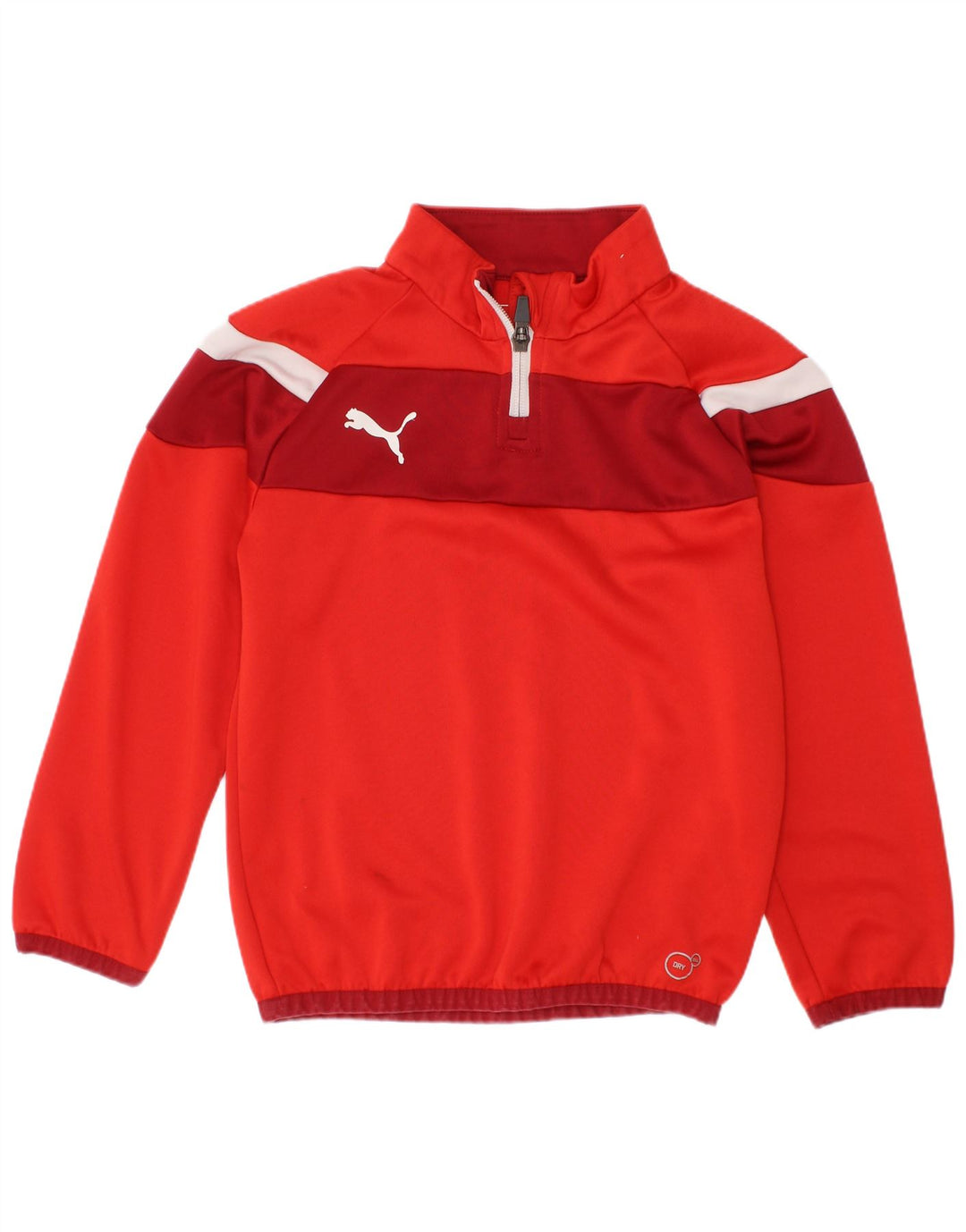 Puma Boys Zip Neck Pullover Tracksuit Top 7-8 Years Red Colourblock