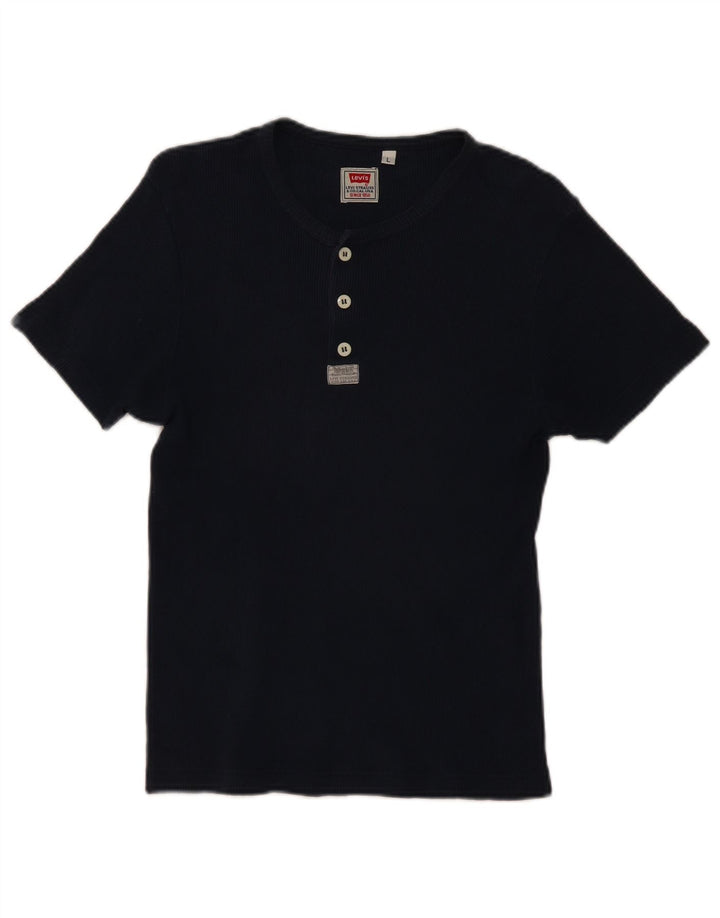 Levi's Womens T-Shirt Top UK 14 Large Navy Blue